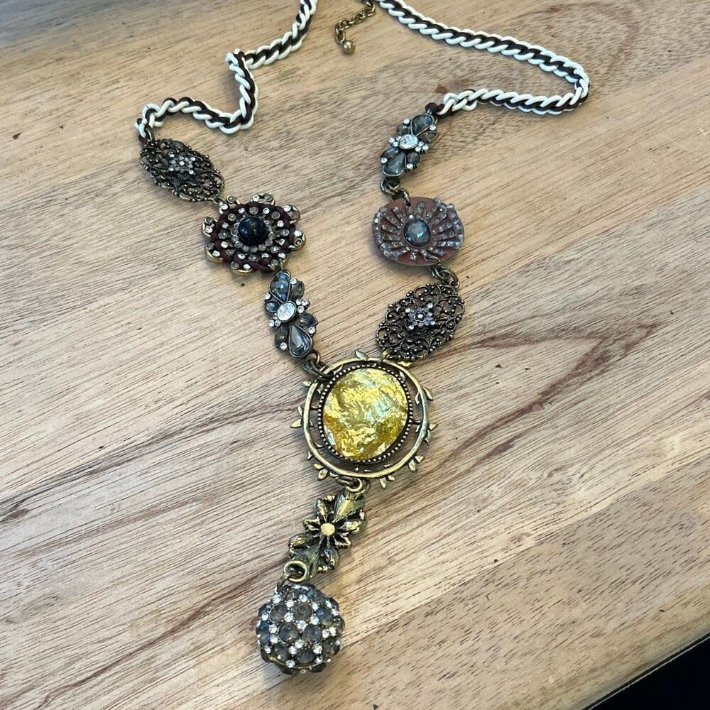 Alisha D. Gorgeous Vintage Statement Rhinestone Necklace Long